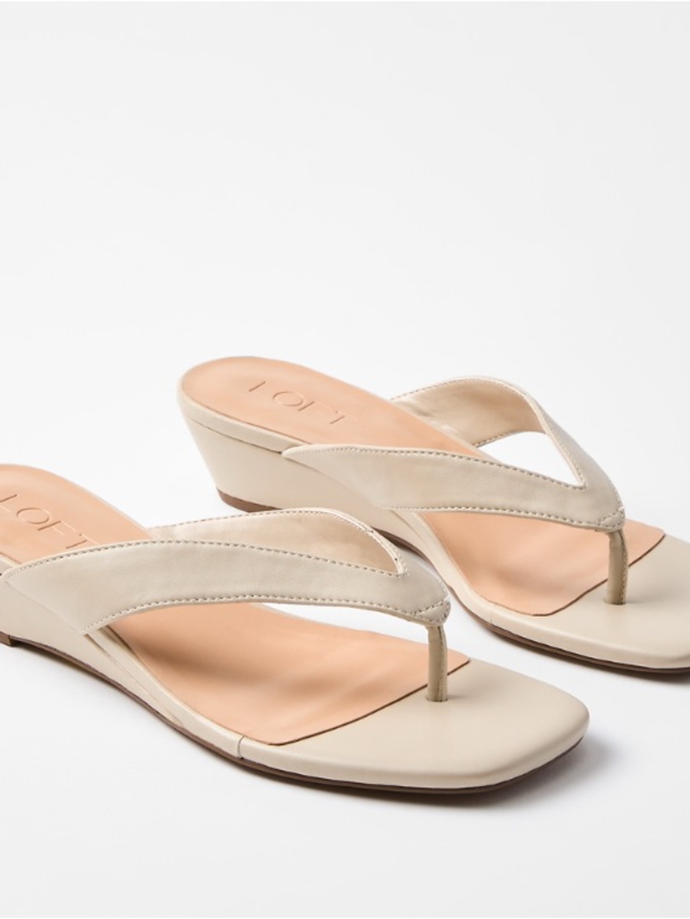 NWT Wedge Thong Sandals - stone / cream color